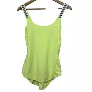 Adidas Neon Green Workout Tank Black and White Stretchy Straps | Size Small